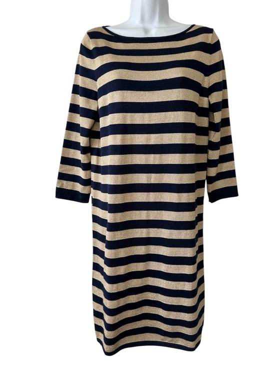 Lauren Ralph Lauren Dresses & Skirts - Lauren Ralph Lauren Women’s Navy & Gold Long Sleeve Knit Sheath Dress- Medium